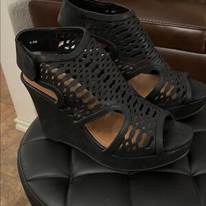 Jellypop Black Cutout Wedges